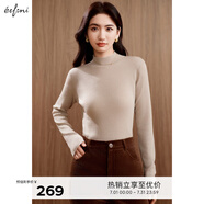 伊芙麗（eifini）伊芙麗半高領(lǐng)亮絲設(shè)計(jì)感針織打底衫毛針織衫2024冬季新款羊毛衫女 米駝色 L /115-130斤