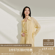 茵曼章若楠同款輕薄防曬苧麻棉女裝襯衫2025夏季新品襯衣上衣 黃色 XL