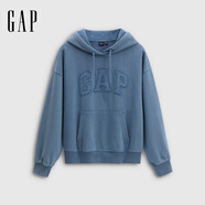 Gap女裝2025秋季新款logo重磅毛圈寬松蝙蝠袖連帽衛(wèi)衣上衣795440 灰藍(lán)色 XS (155/80A)亞洲尺碼
