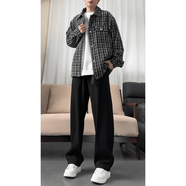 尤芮軻胖子重磅大碼休閑褲運動(dòng)時(shí)尚美式潮牌衛褲男寬松直筒褲運動(dòng)彎刀褲 HK24730黑色 3XL 160-190斤偏大