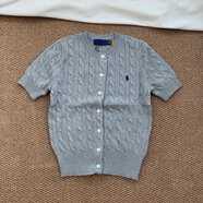 POLO SPORT保羅RL拉夫針織短袖開衫純色小馬刺繡圓領(lǐng)上衣11色可選 灰色 S