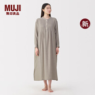 無(wú)印良品（MUJI）女式 人字紋紗織 連衣裙 女裝裙子長(zhǎng)裙 25年秋季新品 純棉 連身裙 深咖啡色 M (160/84A)