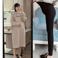 ROAR UTHAUG孕婦秋冬裝衛衣長(cháng)款連衣裙時(shí)尚洋氣2025新款女春秋季時(shí)髦套裝上衣 杏色衛衣裙+黑色調節托腹長(cháng)褲 M 【85-105斤】