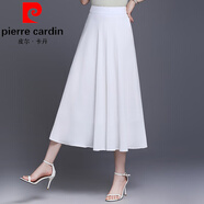 皮爾卡丹（pierre cardin）雪紡a字半身裙女夏季裝2026新款高腰顯瘦遮胯中長(cháng)款大擺百褶長(cháng)裙 白色裙長(cháng)78cm XL 腰圍2尺2/適合111-120斤