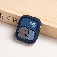 尚酷奇適用applewatch10保護(hù)殼蘋(píng)果S10手表iwatchs9保護(hù)套S8硅膠表殼s7代表帶SE表套iSeries6女軟殼watch 深藍(lán)色 適用：iwatch S10【42mm】