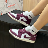 NIKE aj1 Low耐克男鞋女鞋夏季新款air jordan低幫鞋子潮流運動(dòng)籃球鞋 DC0774-161紫紅白 37.5