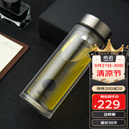 希諾（HEENOOR）雙層玻璃杯男女士高檔辦公泡茶杯大容量便攜車(chē)載帶濾網(wǎng)家用水杯子 【高硼硅玻璃杯體】經(jīng)典款-410ML 帶濾網(wǎng)+禮盒裝