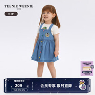 Teenie Weenie Kids小熊童裝夏季款女寶寶牛仔高腰休閑運(yùn)動(dòng)背帶裙 淺牛仔色 100 cm