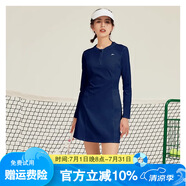 悅步網(wǎng)球運(yùn)動(dòng)連衣裙女2025春夏新款高端修身透氣網(wǎng)球服高爾夫羽毛球裙 藏青色長袖 【送.安全打底褲】 L 【建議體重105-120斤】