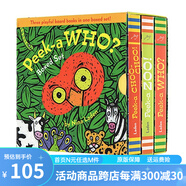 英文原版繪本 Peek-a Who/Zoo/CHOO CHOO 猜猜我是誰 躲貓貓洞洞紙板書 3冊盒裝 0-3歲寶寶的啟蒙 peekaboo 綠山墻