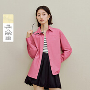 茵曼通勤府綢襯衫2025秋女裝新款法式簡(jiǎn)約寬松長(cháng)袖襯衣洛可可粉 L