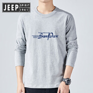JEEP SPIRIT吉普春季字母2025新款純棉潮流寬松疊穿男士長袖T恤打底衫內(nèi)搭上 長袖/SP灰色 M