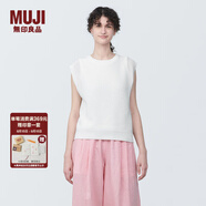 無(wú)印良品（MUJI） 女式 強捻網(wǎng)眼 法國袖毛衣 女款夏季 純棉全棉背心 BA1OJA4S 白色 M (160/84A)