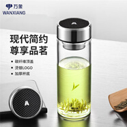 萬象（WANXIANG）時(shí)空知了單層玻璃杯男女士商務(wù)茶杯帶濾網(wǎng)車載大容量家用水杯子 鋼本色-660ml【升級(jí)新品】U436R 高硼硅玻璃杯體（帶茶隔）