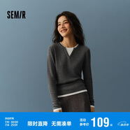 森馬（Semir）森馬毛衣女短款假兩件含羊毛針織衫24冬新款保暖內(nèi)搭109724107015