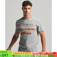 superdry極度干燥男士T恤短袖LOGO圓領夏季休閑 GREY S