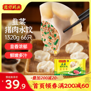 灣仔碼頭韭菜豬肉水餃1320g66只早餐食品速食半成品面點生鮮速凍餃子