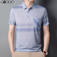 G2000中年夏季短袖T恤男翻領(lǐng)口袋父親節上衣服T恤polo衫爸爸裝真口袋 8130010灰色 M 165/105/48(100-120斤)