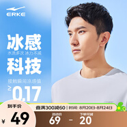 鴻星爾克短袖男夏季新款冰感速干衣跑步健身休閑百搭t恤衫運動(dòng)上衣T恤男士 云灰色-冰感ERKE XL