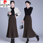 皮爾卡丹（pierre cardin）哈弗妮魚(yú)尾裙長(cháng)裙秋冬女2025新款高腰顯瘦韓版修身包臀裙通勤裙子 咖色裙長(cháng)88cm M 20 2尺 27碼