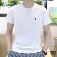 POLO SPORT拉夫勞倫短袖t恤男小馬標刺繡純棉T恤男圓領(lǐng)休閑簡(jiǎn)約大方體恤男裝 白色 XL 160-180體重