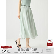 自巧小個子醋酸鹽系襯衫半身裙兩件套女2024春夏新款慵懶漂亮套裝 薄荷曼波半裙 S (3碼)