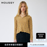 moussy 女裝新款蕾絲鏤空設(shè)計(jì)半開領(lǐng)針織開衫女010GSH70-0900 070米色 均碼
