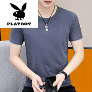 花花公子（PLAYBOY）夏季短袖T恤男女同款圓領(lǐng)白色ins潮牌2025女裝上衣服純棉潮流半袖 2024TM-K1222黑色2025 M 【建議90-100斤】
