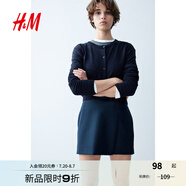 H&M女裝毛針織衫夏季慵懶風(fēng)圓領(lǐng)長(zhǎng)袖打底衫短款外套0579541 海軍藍(lán) XS 155/80