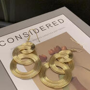 詩(shī)筠（SHIJUN）女士長(cháng)款吊墜耳環(huán)夸張歐美時(shí)尚街拍簡(jiǎn)約百搭耳飾個(gè)性潮人耳墜氣質(zhì) A537歐美夸張圓圈耳鉤-金色