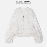 溶溶【星光夜】RONGRONG 100醋酸V領(lǐng)微皺弧度分割下擺外套C-S2107 白色(建議手洗) 3636/S100斤內溶溶尺碼 均碼