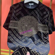 秋季新款瓦薩其歐洲站男短袖范家燙鉆T恤金絲絨體恤時(shí)尚高端潮流 黑色 5XL  220-220斤