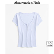 ABERCROMBIE & FITCH女裝24夏經(jīng)典小麋鹿美式復(fù)古辣妹歐若風(fēng)亨利式短袖T恤358101-1 紫色 XL (170/112A)