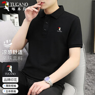 啄木鳥（TUCANO）短袖t恤男夏季時尚休閑翻領polo打底衫百搭上衣男裝黑色 4XL
