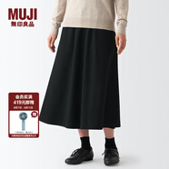 無印良品 MUJI  女式 彈力 起毛 喇叭裙 半身長裙秋冬季 簡約風(fēng)BEK40C2A 黑色 XS