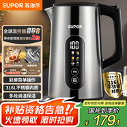 蘇泊爾（SUPOR）電熱水壺1.7L調(diào)溫保溫恒溫母嬰沖奶粉燒水壺大屏實時顯溫 316L不銹鋼電水壺SW-17J60A