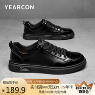 意爾康皮鞋男新款春季平底板鞋休閑男士皮鞋小白鞋 96967W 黑色 38 