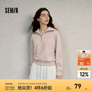 Semir衛(wèi)衣女純色半開襟衣服溫柔百搭秋休閑風(fēng)寬松落肩套頭衫ins潮 夢幻粉60394 M