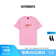 VETEMENTS陳赫同款西瓜T 全棉短袖圓領寬松休閑簡約情侶款高街西瓜T恤2025 粉紅 L