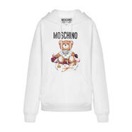 莫斯奇諾（MOSCHINO）女士寬松刺繡連帽衛(wèi)衣休閑潮流百搭有機(jī)棉TeddyBear印花外套 白色 均碼 |IT-40