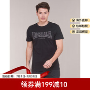 LONSDALE龍獅戴爾男衫休閑百搭黑色運動短袖t恤夏季25新款套頭打底衫半袖 黑色 L (UK)