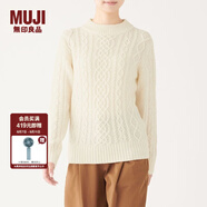 無印良品 MUJI 女式 阿蘭圖案 高領(lǐng)毛衣 長袖針織衫女款冬季W(wǎng)9AA874 米白色 M (160/84A)