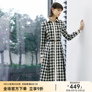顏域時(shí)尚氣質(zhì)連衣裙女春裝2024新款復古連身裙翻領(lǐng)a字裙格子裙子 黑白格 S