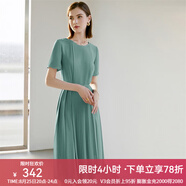 顏域（YANYEE）短袖百褶連衣裙2024夏天新款女裝氣質(zhì)女神范收腰顯瘦氣質(zhì)a字裙 綠色 L/40