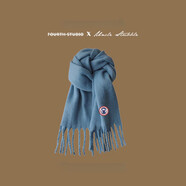 TUTORGOOSE藍色圍巾冬天學(xué)生情侶男女款流蘇披肩高級氛圍加厚白色保暖圍脖潮 霧藍色