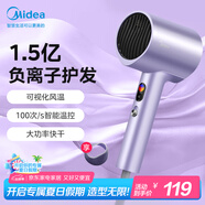 美的（Midea）1.5億負(fù)離子電吹風(fēng) 大功率護(hù)發(fā)吹風(fēng)機(jī) 家用吹風(fēng)筒 家電國家補(bǔ)貼FD205-極光紫 節(jié)日/生日禮物推薦
