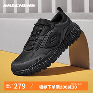 SKECHERS斯凱奇男鞋舒適減震透氣運動休閑鞋網(wǎng)面一腳蹬跑步鞋 純黑色BBK 39.5
