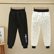 疊曼女童褲子加絨加厚中大童2022新款秋冬保暖外穿長(cháng)褲兒童洋氣運動(dòng)褲休閑棉褲褲子 黑色 160(建議身高155左右)