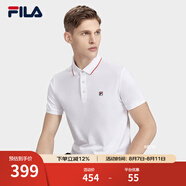 斐樂（FILA）官方男子針織短袖POLO衫夏季商務翻領針織衫舒適短袖T恤上衣 標準白-WT XL 180/100A