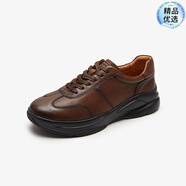 萊爾斯丹（le saunda）新款時尚休閑低幫舒適系帶運(yùn)動鞋男鞋5TM78201 深啡色 BRL 38